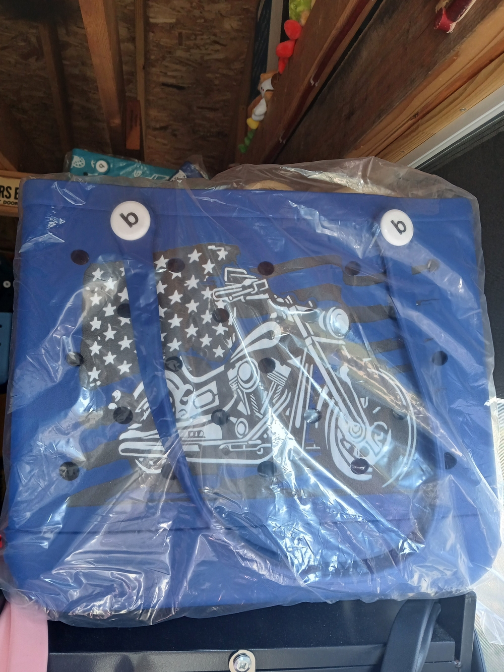 Blue Motorcycle Medium Bogg like bag.